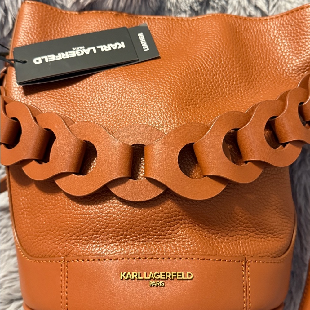 Karl Lagerfeld Paris Ciel Chain-Link Leather Bucket Bag